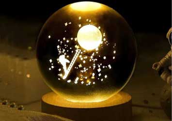 گوی کریستالی چراغدار پایه چوبی کد 182011
